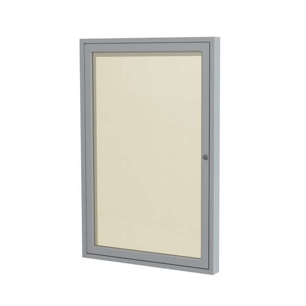 Ghent Enclosed Bulletin Board, 1 Door, Vinyl, 3 ft H x 2 ft W, Ivory PA13624VX-185 - main